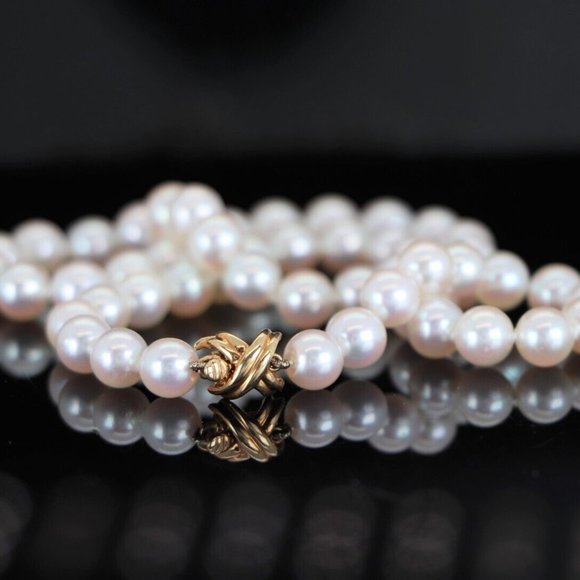 Tiffany & Co. Signature X 18k Yellow Gold 7-7.5mm Akoya Pearls Necklace - Picture 6 of 6